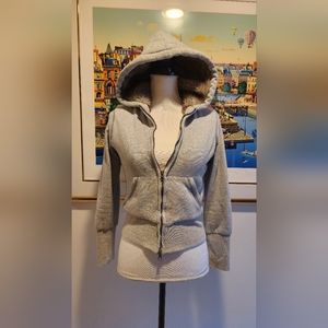 Gray faux fur hoodie